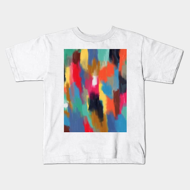 Color blast abstract oil painting Kids T-Shirt by Doodle Intent